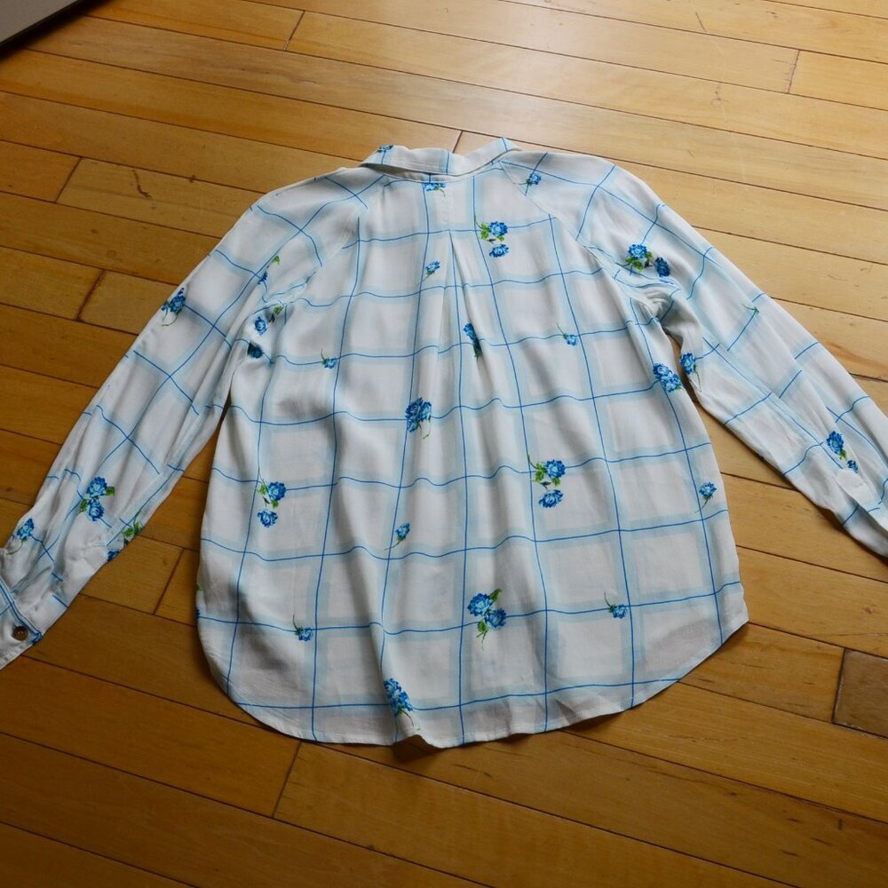 Free People Window to My Heart Floral Striped Button Down Shirt White S - Picture 9 of 11